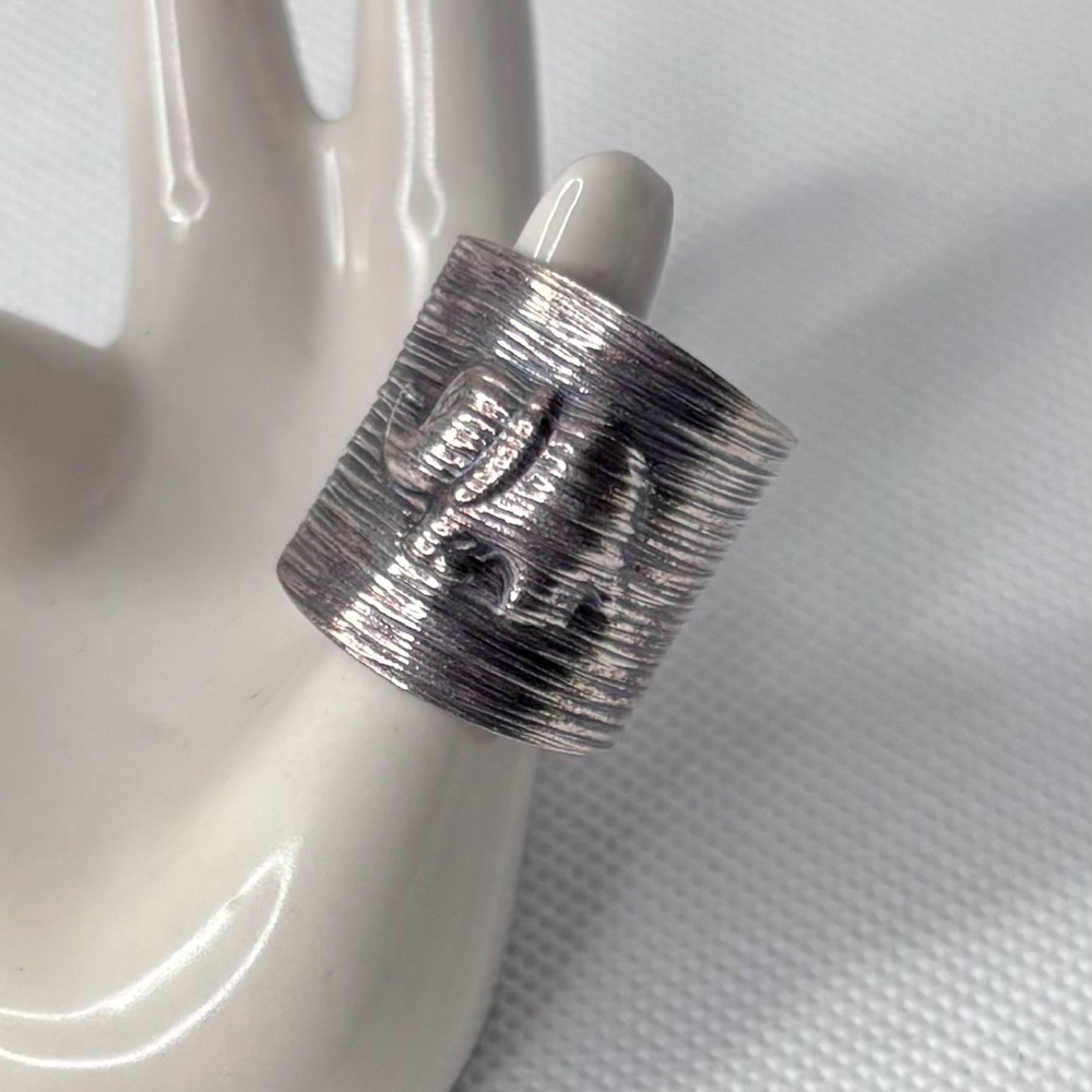 Textured Elephant Wrap Statement Ring Adjustable … - image 3